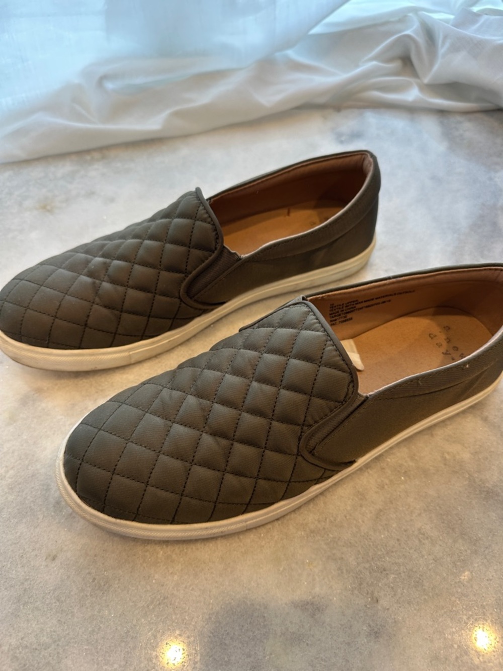 a new day Quilted Slip-On Sneakers in Olive Green